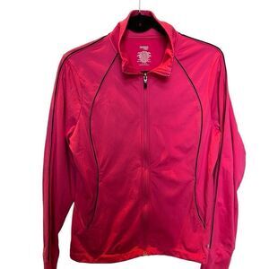 Danskin Now Women's Warm Up Jacket Pink with Gray Piping Size XL(16-18)